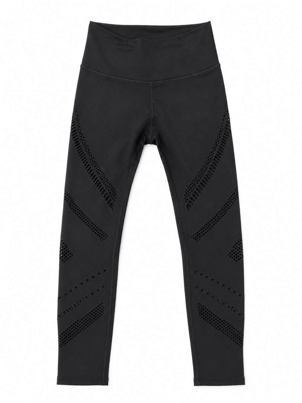 ALO Yoga Black Laser-Cut Performance Leggings cropped size XS $35.00